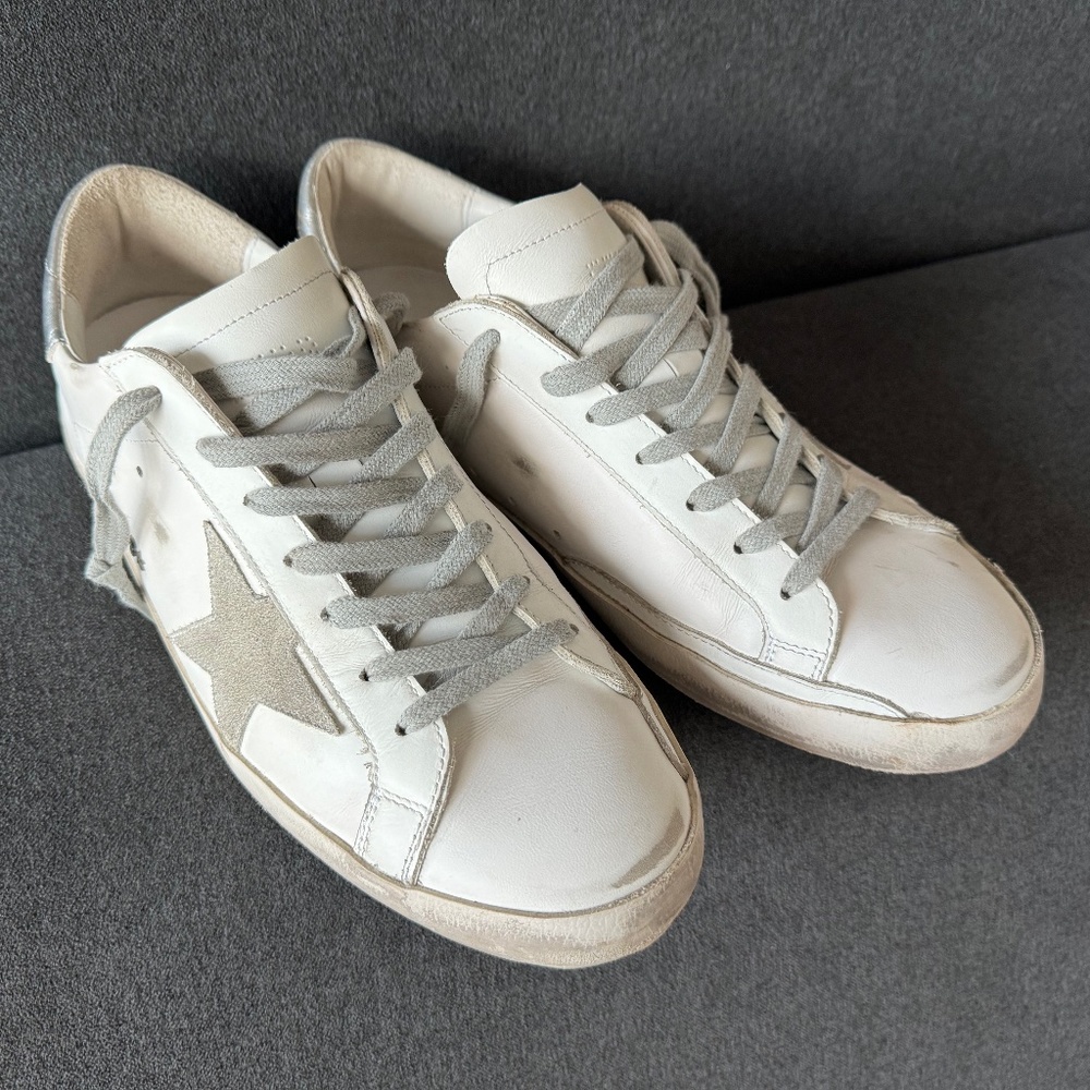GOLDEN GOOSE superstar sneakers ( silver . white . beige )